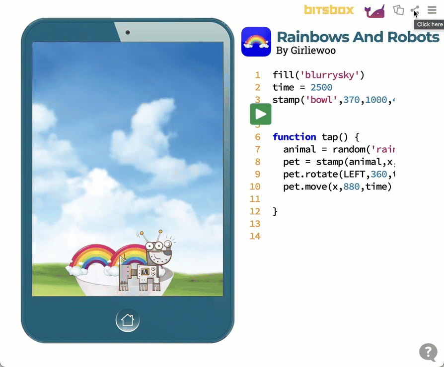 Example of exporting an app to a Google Doc